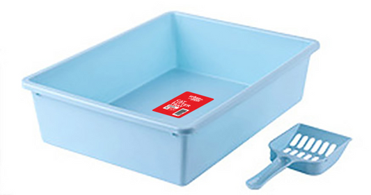 Cat Litter Tray with Scoop Blue, Medium, 38 x 28 x 10 cm