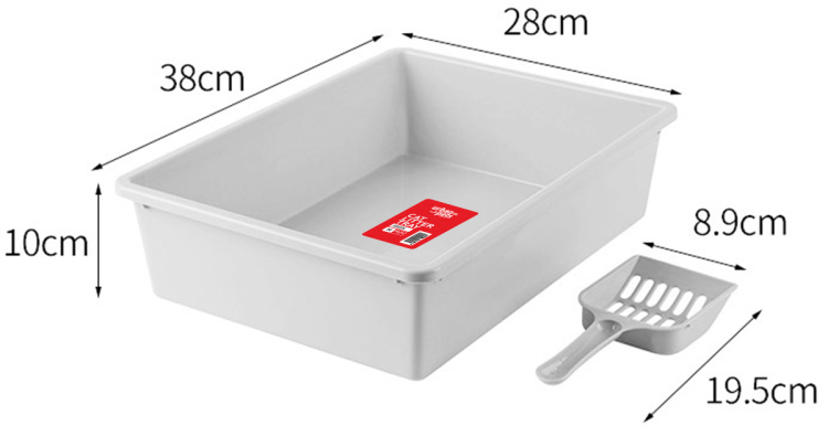 Cat Litter Tray with Scoop White, Medium, 38 x 28 x 10 cm