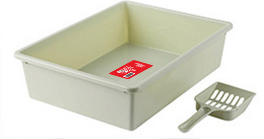 Cat Litter Tray with Scoop Green, Medium, 38 x 28 x 10 cm
