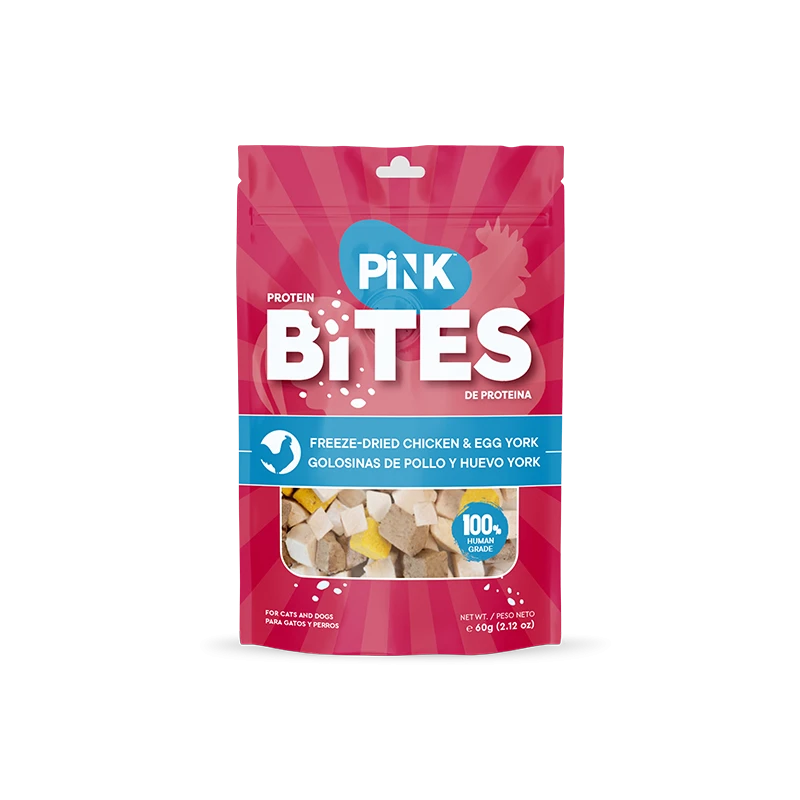 Pink Bites cats and dogs treat Freeze-dried Chicken and Egg Yolk Recipe 60g