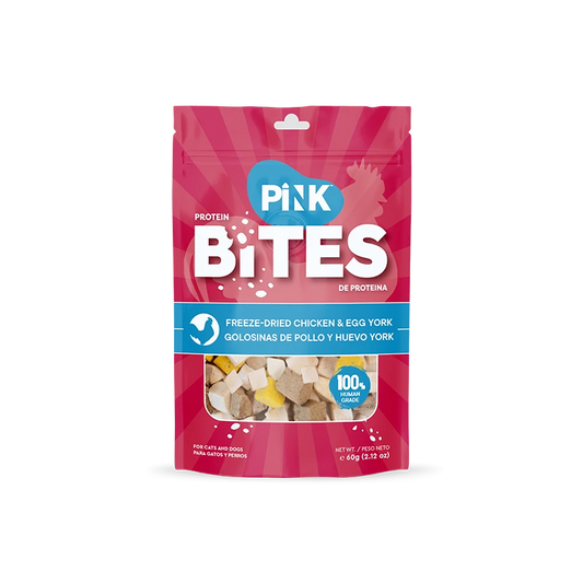 Pink Bites cats and dogs treat Freeze-dried Chicken and Egg Yolk Recipe 60g