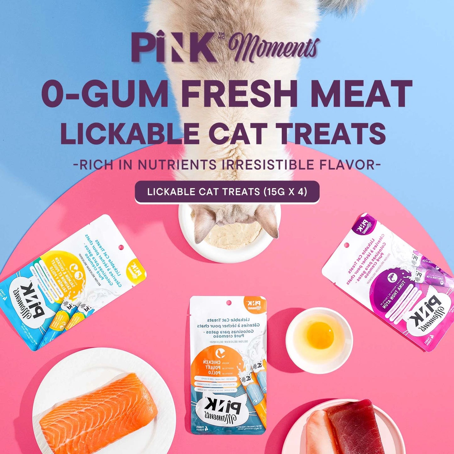 Pink Moments Lickable Cat Treat – Tuna (15g × 4)