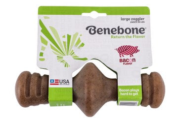 Benebone Zaggler Large Brown Chew Toy Bacon Flavor for Dogs (Up to 40kg)
