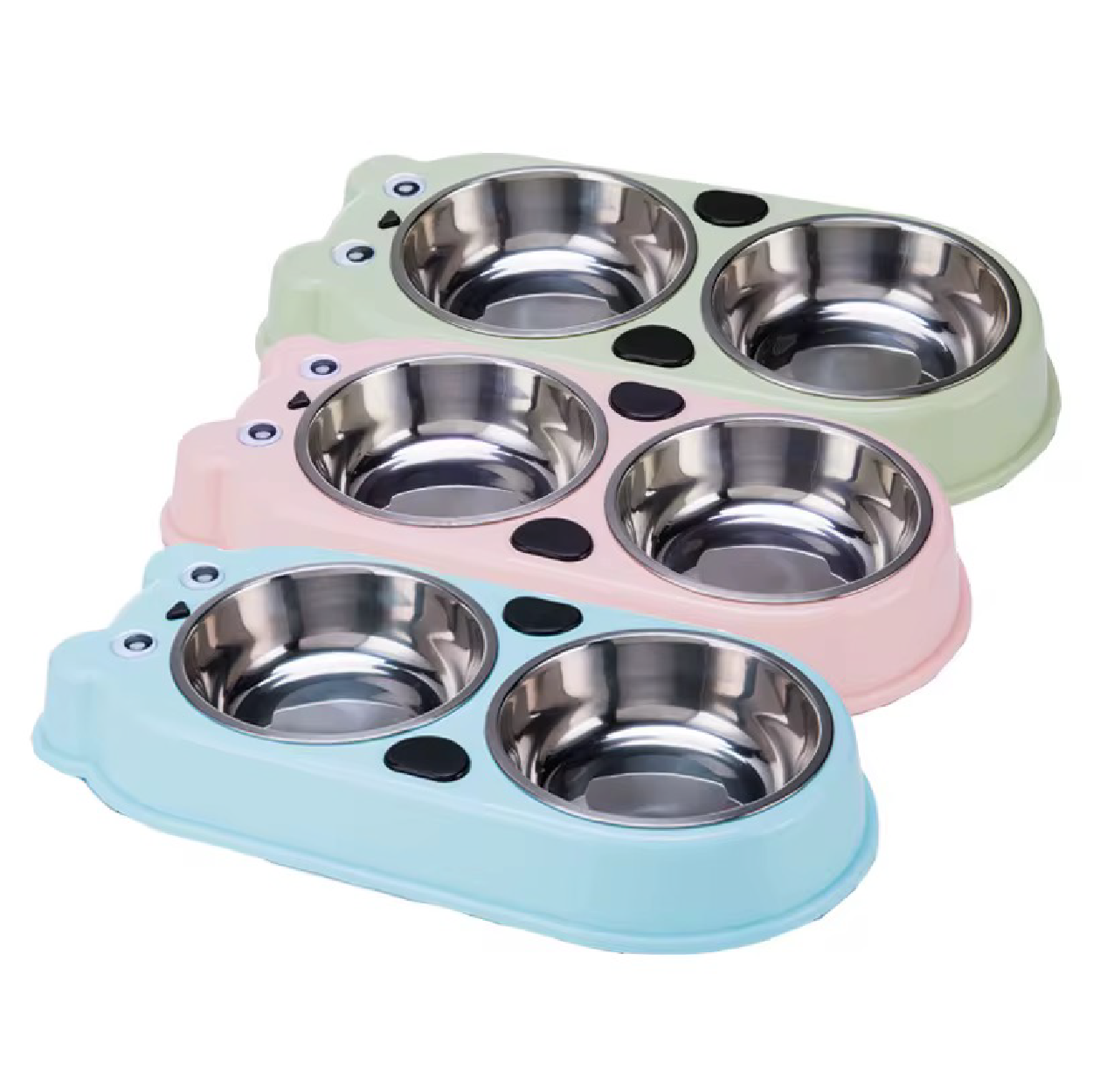 Saas Dual Pets Bowls With Steel 37X18.5X5Cm 1908