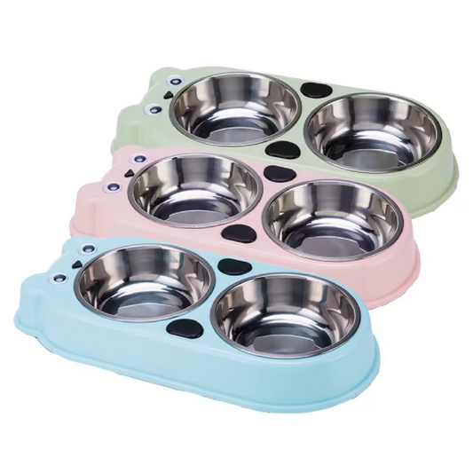 Saas Dual Pets Bowls With Steel 37X18.5X5Cm 1908
