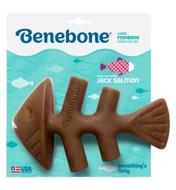 Benebone Large Brown Nylon Fishbone Chew Toy Salmon Flavor for Dogs (Up to 40kg)