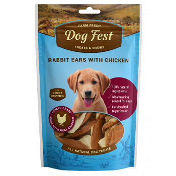 Dog Fest Rabbit Ears With Chicken For Puppies - 90g