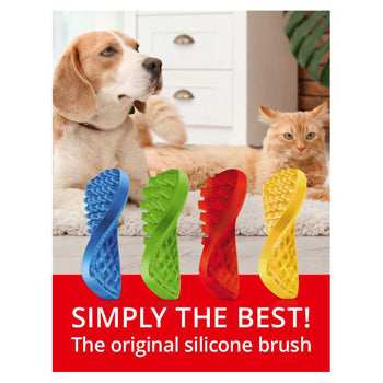 Pet+Me Soft Silicone Brush For Small Dog/Shorthair Cat/Rodents - Blue