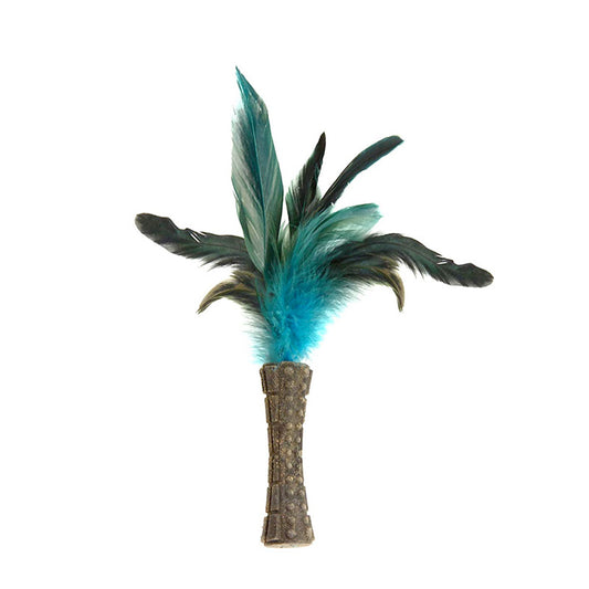 Catnip “Johnny Sticks” with Natural Feather (Green)
