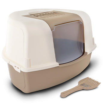 Toilet Ariel Corner Litter Tray and Scoop Tan