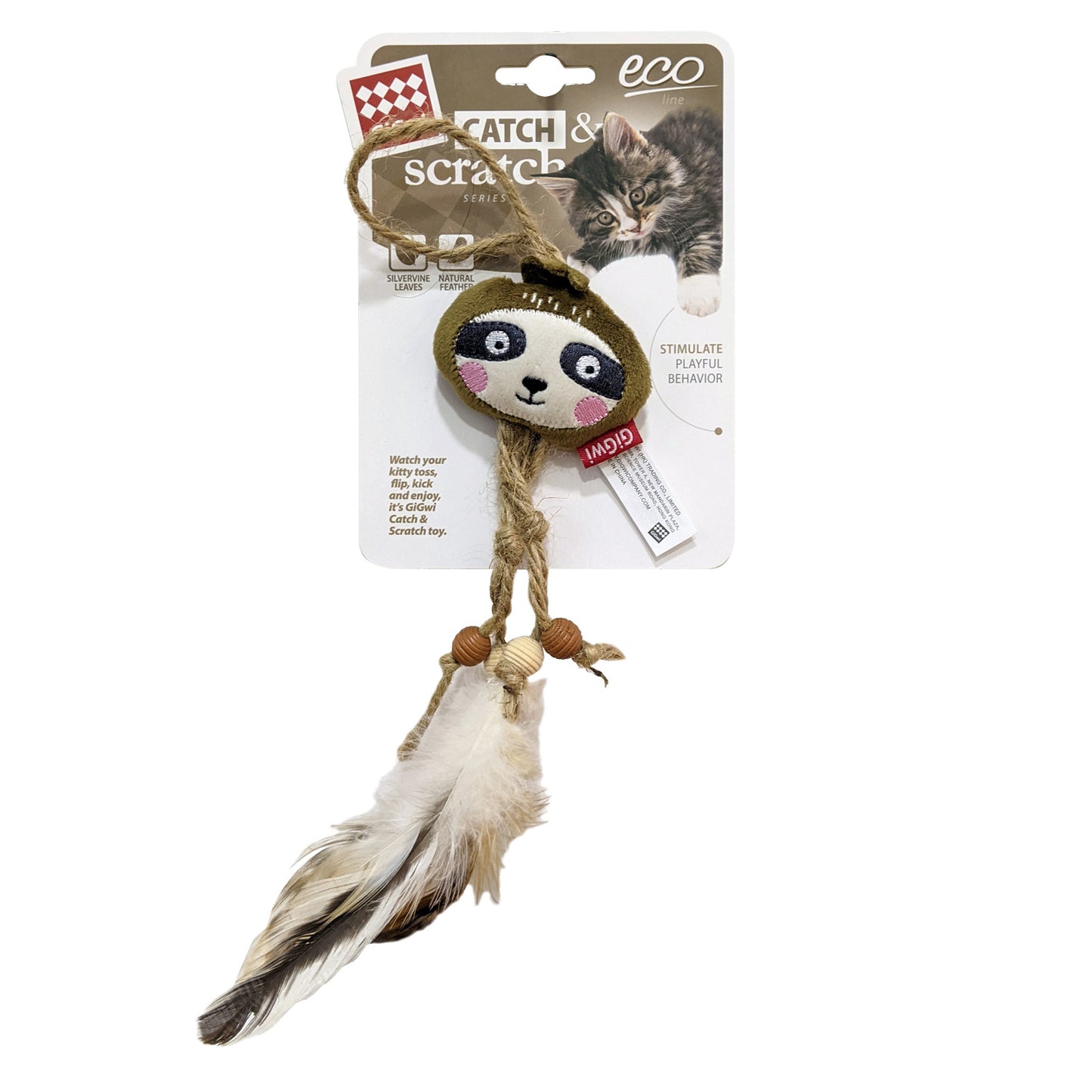 مجموعة Sloth Catch &amp; Scratch Eco مع أوراق الشجر الفضية والريش الطبيعي