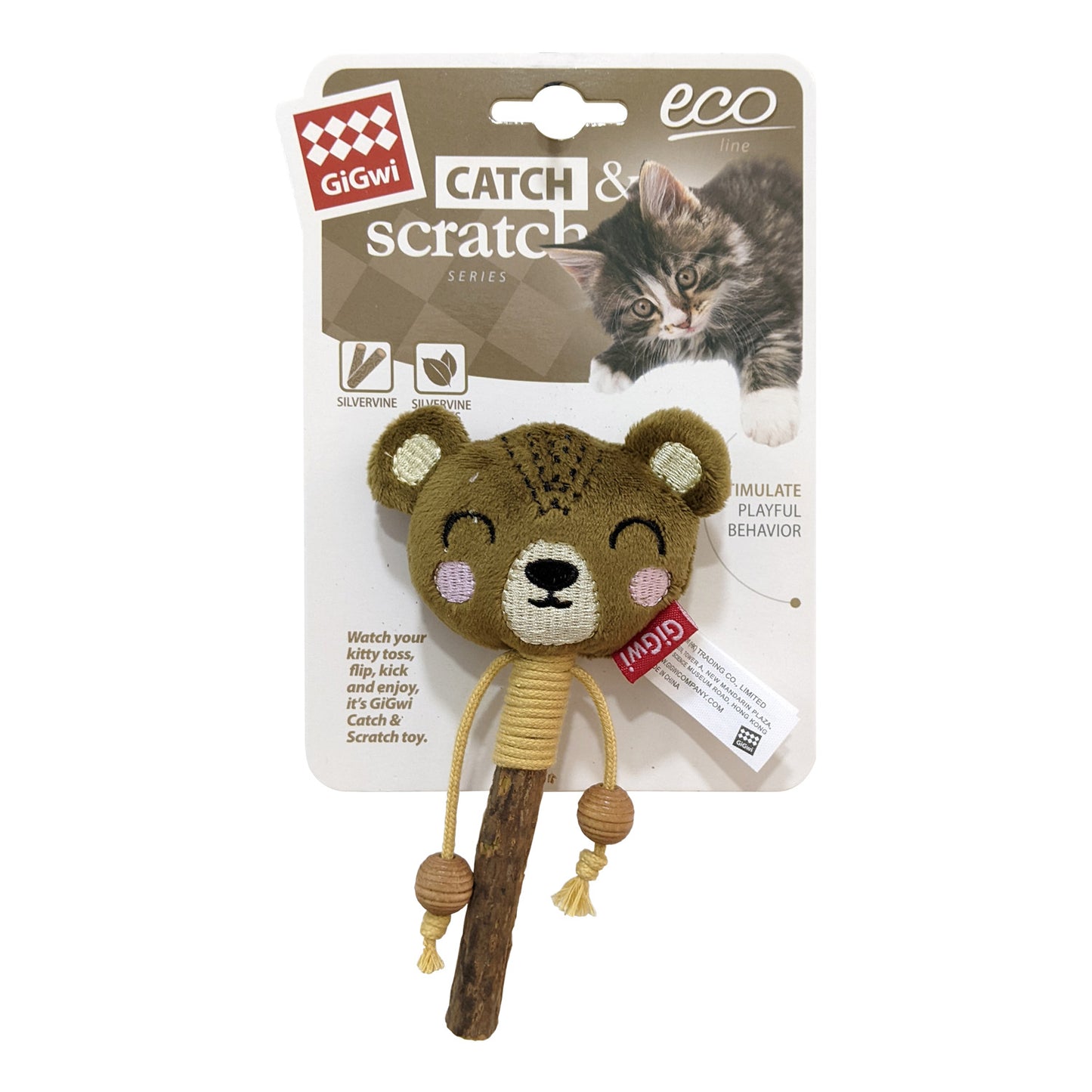 مجموعة Bear Catch &amp; Scratch Eco مع أوراق وعصا Slivervine