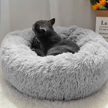Pado Pet Fluffy Donut Cushion - Grey 60 x 20cm